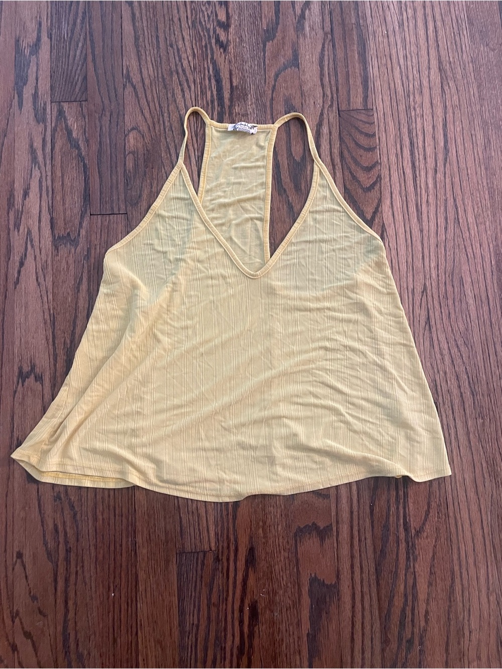 Free People Yellow V-Neck Racerback Tank